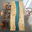 Elite Poplar Wood & Transparent Epoxy Resin Dining Table ECT - 155 - Elitecustomtable