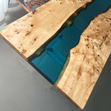 Elite Poplar Wood & Transparent Epoxy Resin Dining Table ECT - 155 - Elitecustomtable