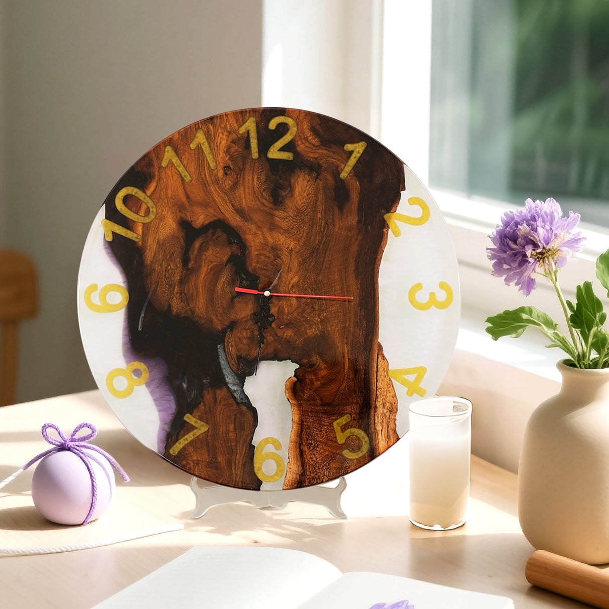 Elite Purple Resin Epoxy & Black Walnut Wood Wall Clock EWC - 15 - 16'' - Elitecustomtable