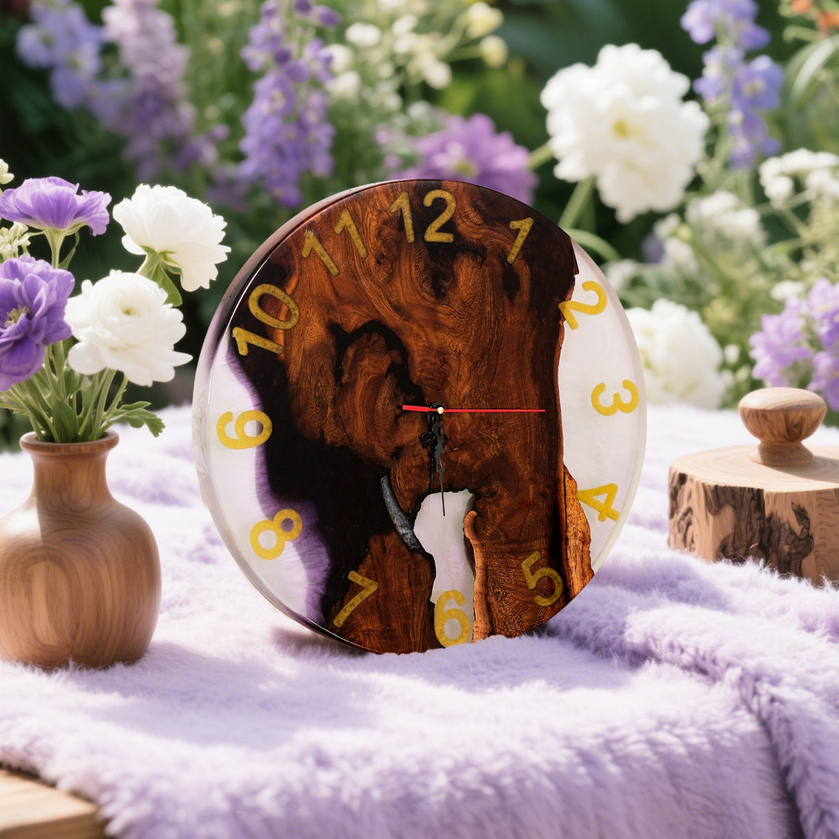 Elite Purple Resin Epoxy & Black Walnut Wood Wall Clock EWC - 15 - 16'' - Elitecustomtable