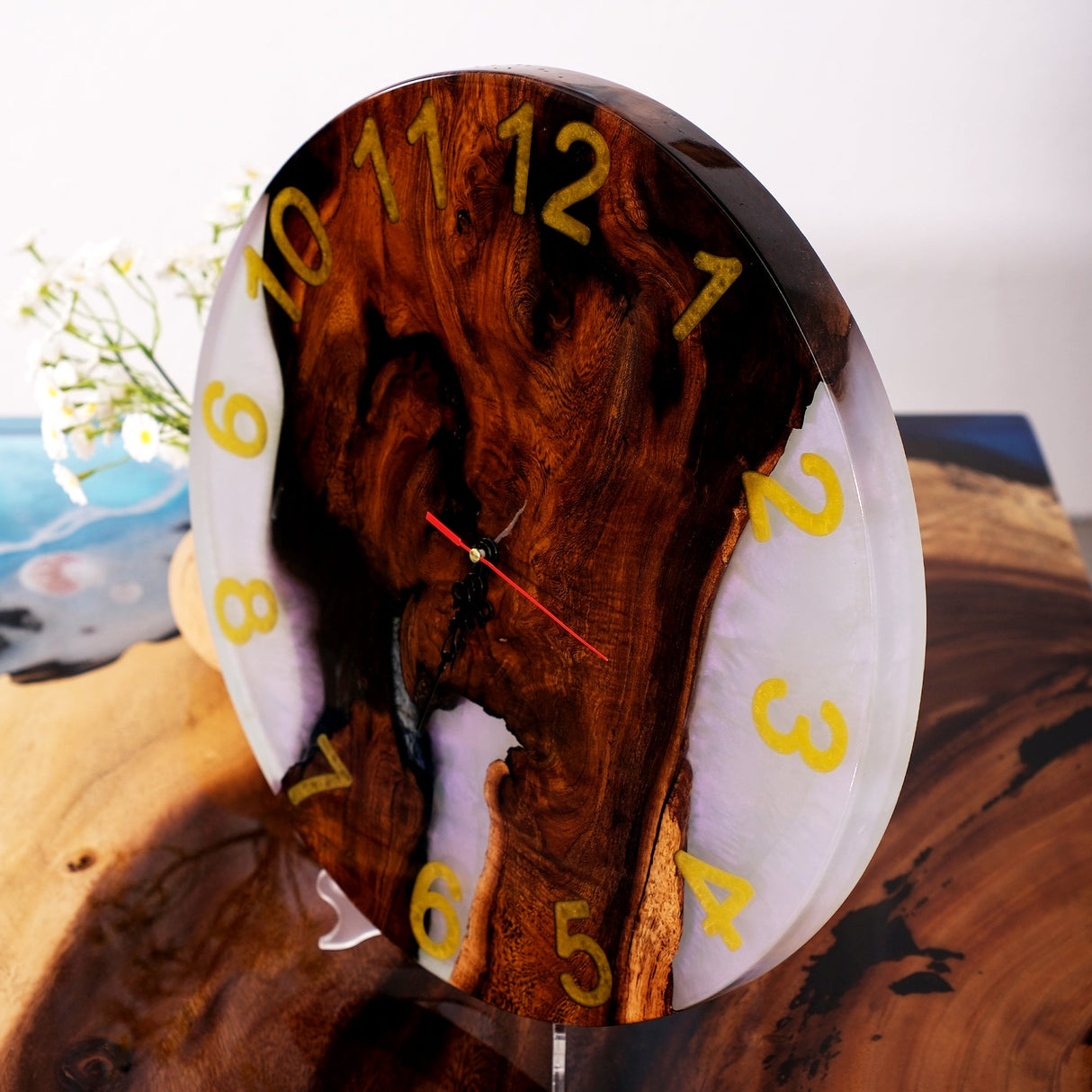 Elite Purple Resin Epoxy & Black Walnut Wood Wall Clock EWC - 15 - 16'' - Elitecustomtable