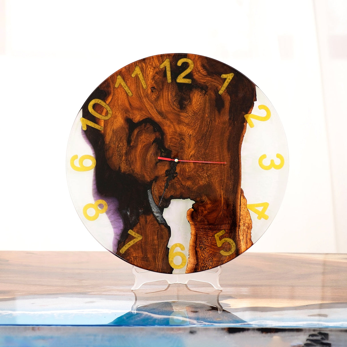 Elite Purple Resin Epoxy & Black Walnut Wood Wall Clock EWC - 15 - 16'' - Elitecustomtable