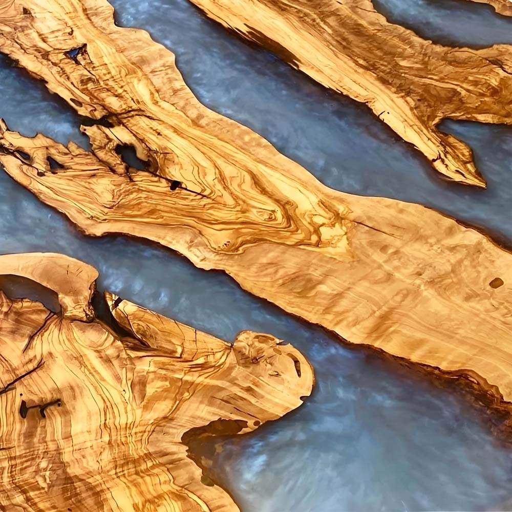Elite Resin & Natural Olive Wood Fusion Round Table ECT - 131 - Elitecustomtable