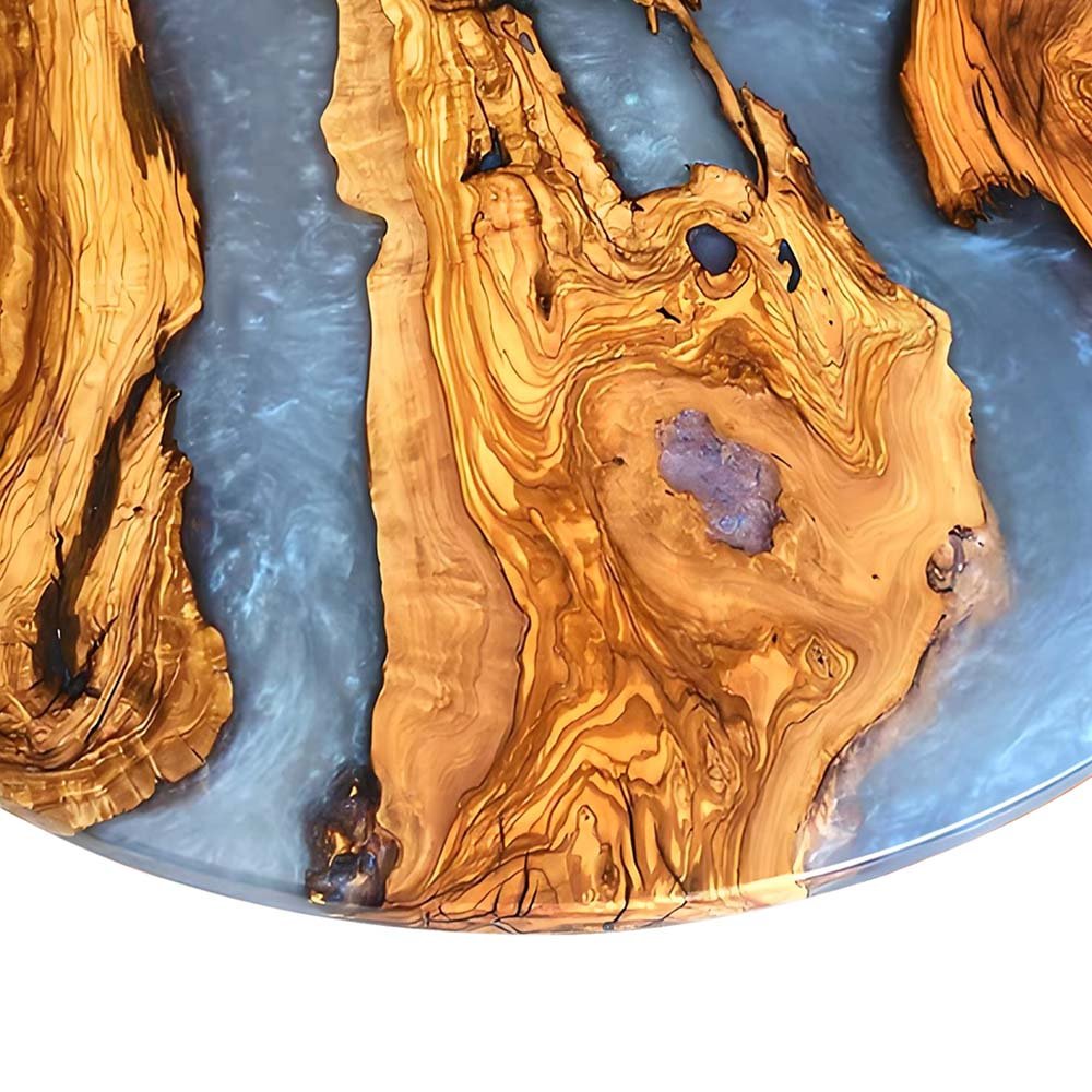 Elite Resin & Natural Olive Wood Fusion Round Table ECT - 131 - Elitecustomtable