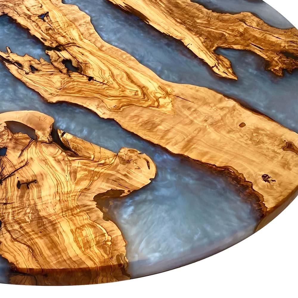 Elite Resin & Natural Olive Wood Fusion Round Table ECT - 131 - Elitecustomtable