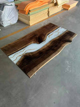 Elite Straight - Edge Black Walnut Conference Table with White Resin Inlay ECT-273 - Elitecustomtable