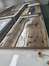 Elite Straight - Edge Black Walnut Conference Table with White Resin Inlay ECT-273 - Elitecustomtable