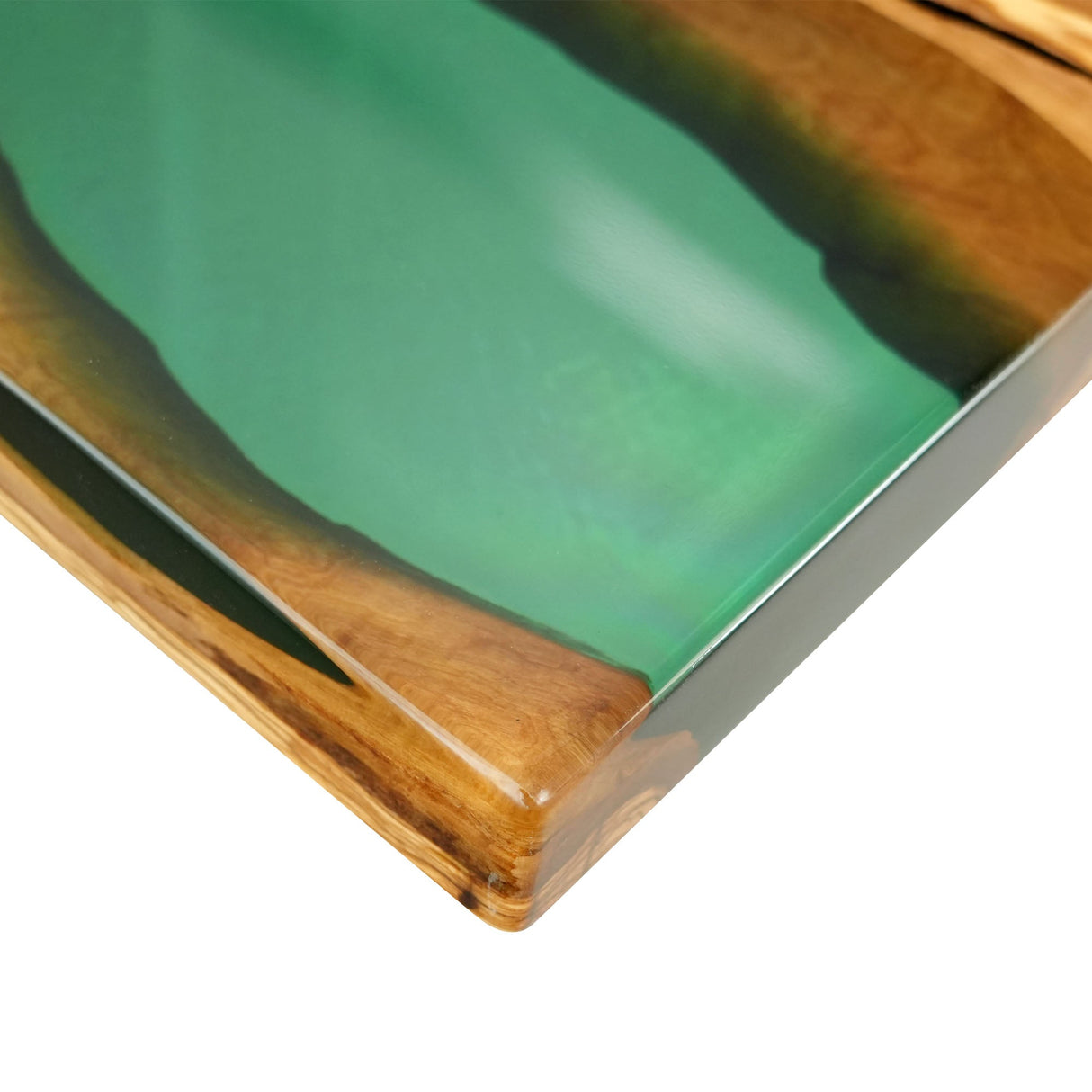 Elite Straight - Edge Olive Dining Table with Green Stream Resin 83.86"L×40.16"W EIT - 19 - Elitecustomtable