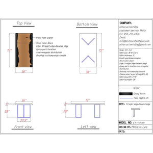 Elite Straight - Edge Poplar Dining Table with Black Resin Inlay ECT - 141 - Elitecustomtable