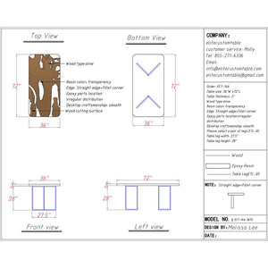 Elite Transparent Resin - Inlaid Golden Camphor Wood Dining Table ECT - 146 - Elitecustomtable
