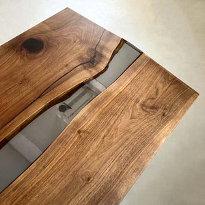 Elite Two - Piece Black Walnut & Transparent Epoxy Resin Dining Table ECT - 162 - Elitecustomtable