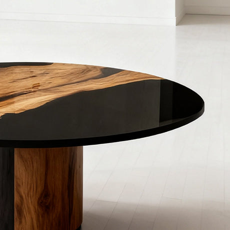 Elite Walnut Black Resin Epoxy Round Dinner Table ECT - 257 - Elitecustomtable