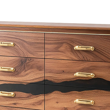 Elite Walnut Black Resin Gold - Accent 8 - Drawer Dresser ECD - 04 - Elitecustomtable