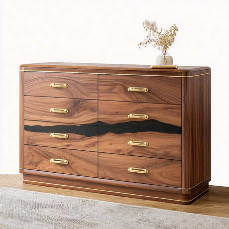 Elite Walnut Black Resin Gold - Accent 8 - Drawer Dresser ECD - 04 - Elitecustomtable