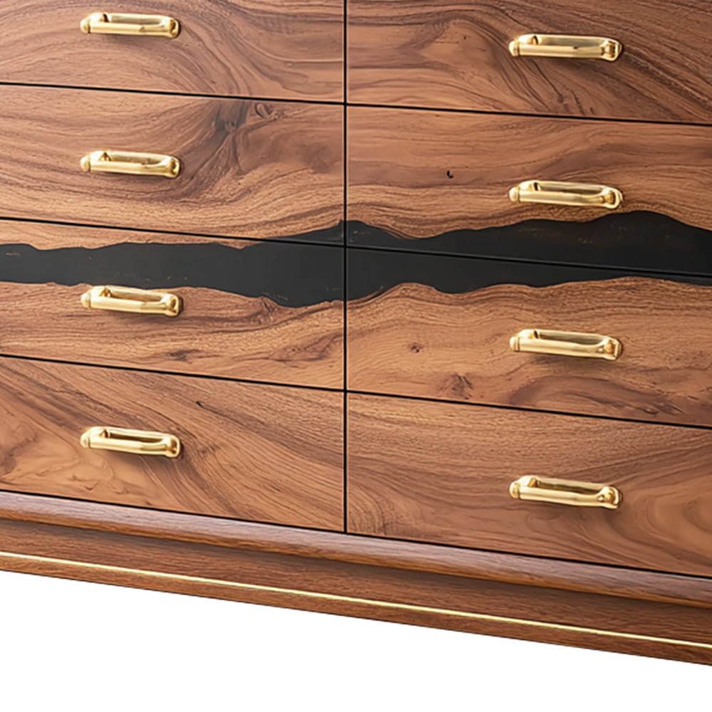 Elite Walnut Black Resin Gold - Accent 8 - Drawer Dresser ECD - 04 - Elitecustomtable