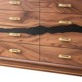 Elite Walnut Black Resin Gold - Accent 8 - Drawer Dresser ECD - 04 - Elitecustomtable