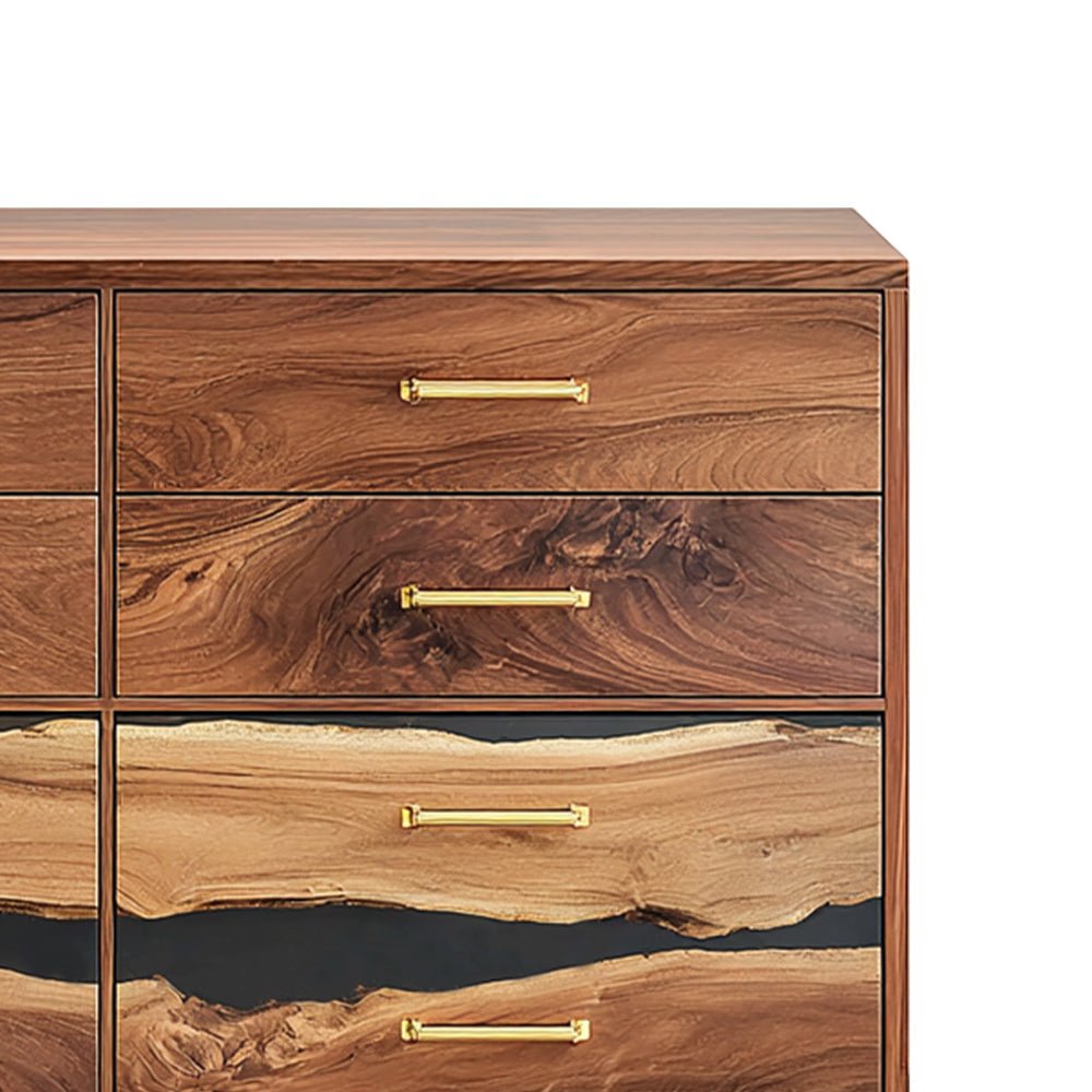 Elite Walnut Black Resin Gold - Accent 8 - Drawer Dresser ECD - 05 - Elitecustomtable