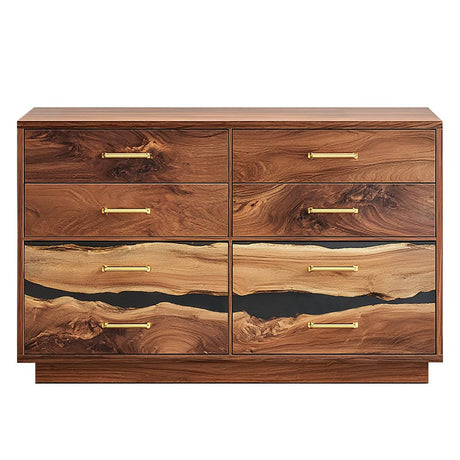 Elite Walnut Black Resin Gold - Accent 8 - Drawer Dresser ECD - 05 - Elitecustomtable