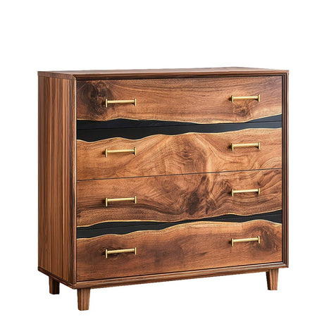 Elite Walnut Black Resin Gold - Accent 8 - Drawer Dresser ECD - 06 - Elitecustomtable