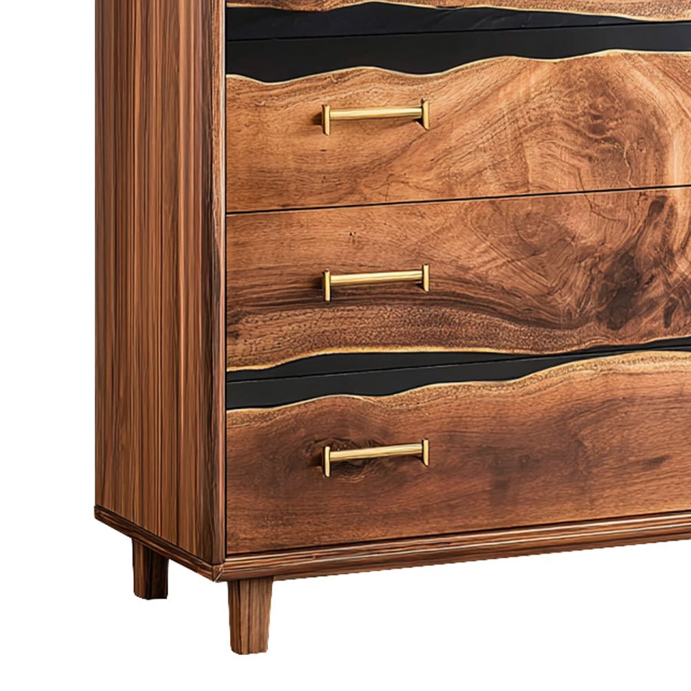 Elite Walnut Black Resin Gold - Accent 8 - Drawer Dresser ECD - 06 - Elitecustomtable