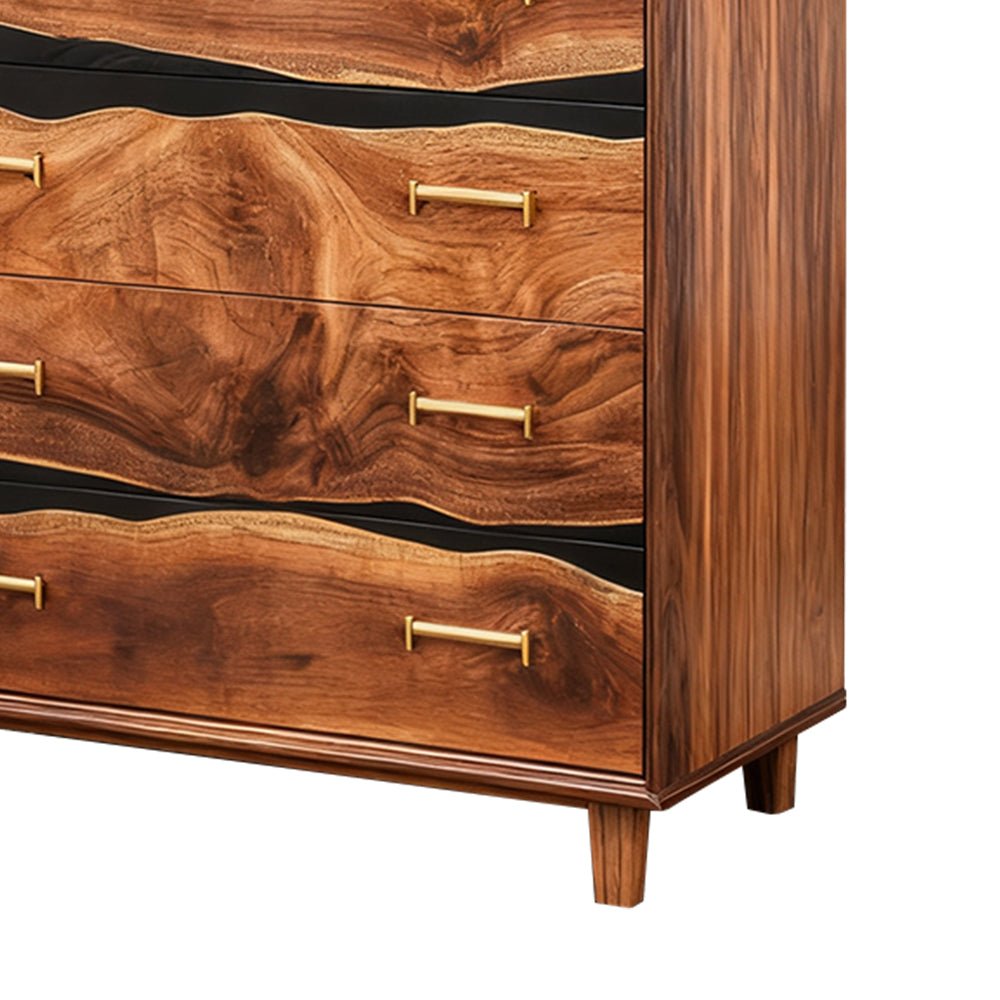 Elite Walnut Black Resin Gold - Accent 8 - Drawer Dresser ECD - 06 - Elitecustomtable