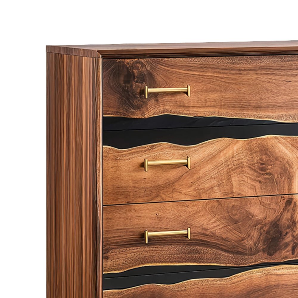 Elite Walnut Black Resin Gold - Accent 8 - Drawer Dresser ECD - 06 - Elitecustomtable