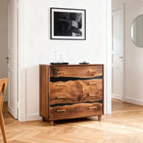 Elite Walnut Black Resin Gold - Accent 8 - Drawer Dresser ECD - 06 - Elitecustomtable