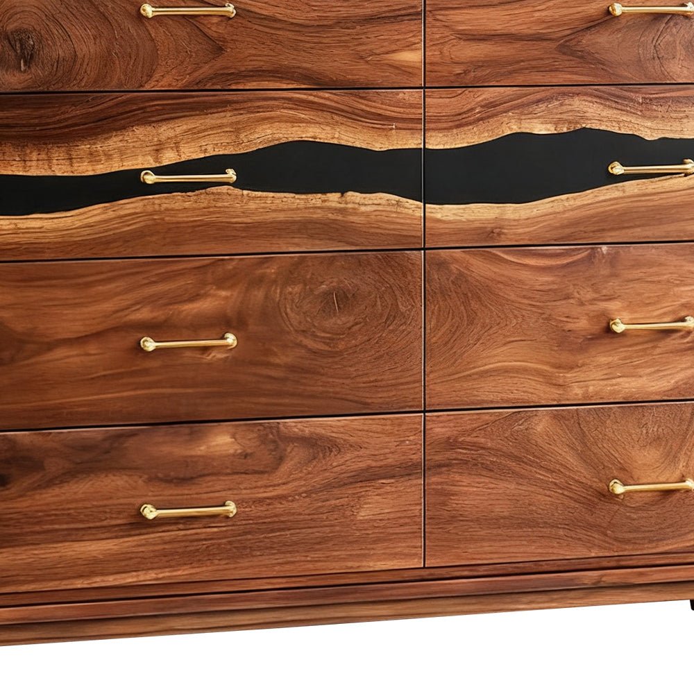 Elite Walnut Black Resin Gold - Accent 8 - Drawer Dresser ECD - 07 - Elitecustomtable