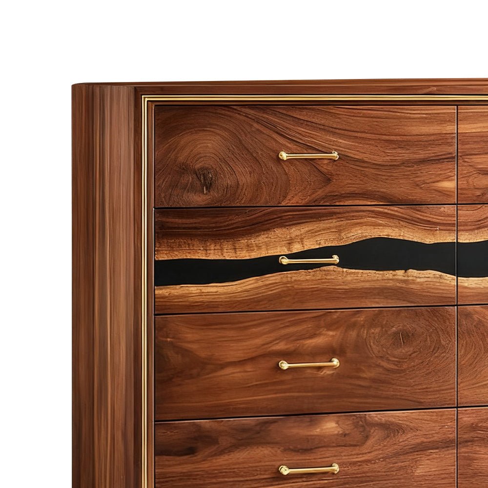 Elite Walnut Black Resin Gold - Accent 8 - Drawer Dresser ECD - 07 - Elitecustomtable