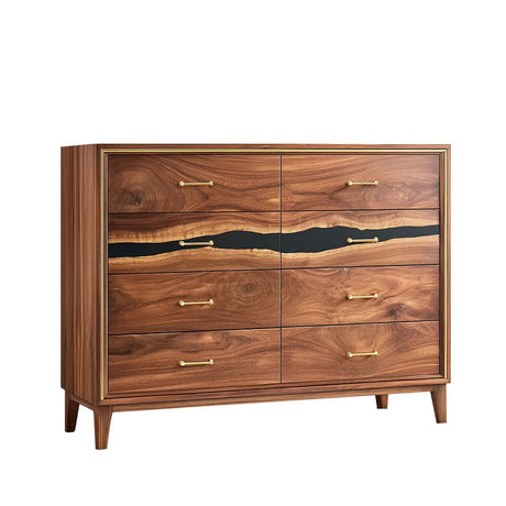 Elite Walnut Black Resin Gold - Accent 8 - Drawer Dresser ECD - 07 - Elitecustomtable
