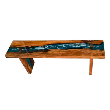 Elite Walnut Blue Epoxy Resin Bench ECB - 02 – Handmade River Bench - Elitecustomtable