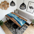 Elite Walnut Blue Epoxy River Rectangular Resin Dining Table – Modern Handmade Design ECT - 271 - Elitecustomtable