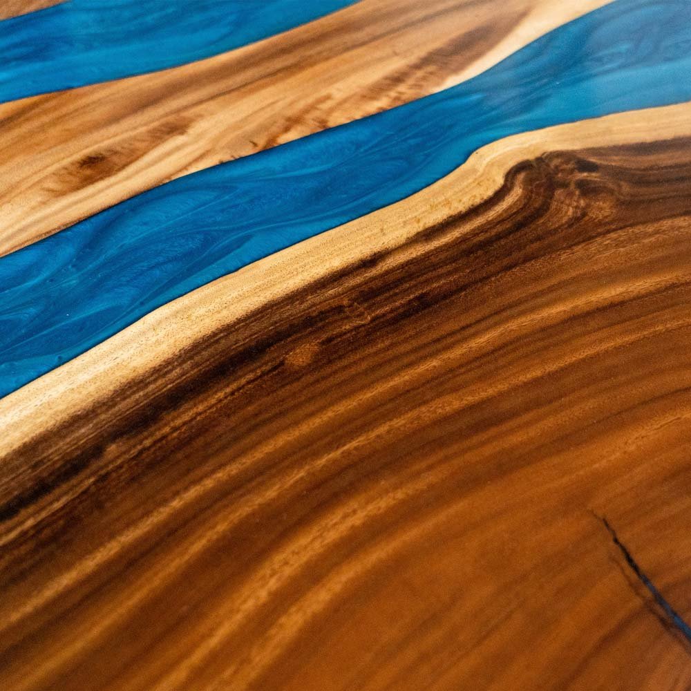 Elite Walnut & Blue Epoxy River Round Table ECT - 134 - Elitecustomtable