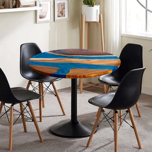 Elite Walnut & Blue Epoxy River Round Table ECT - 134 - Elitecustomtable