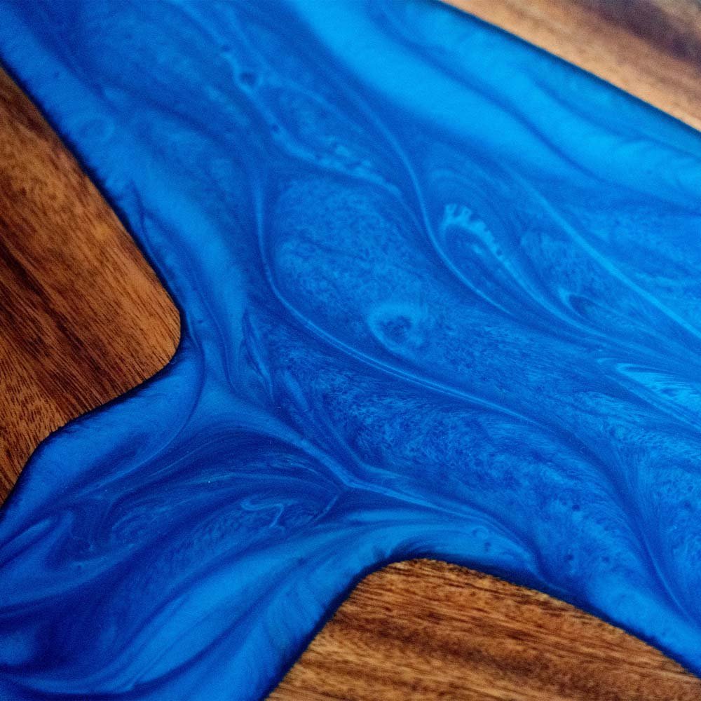 Elite Walnut & Blue Epoxy River Round Table ECT - 134 - Elitecustomtable