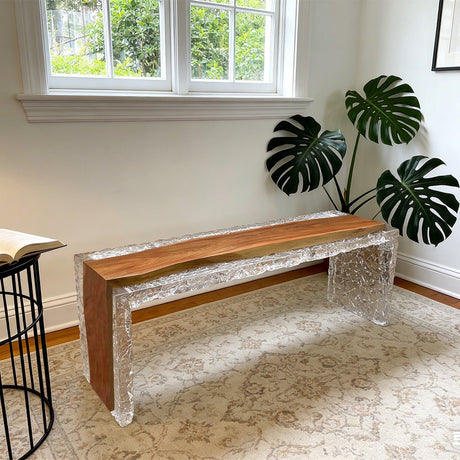 Elite Walnut Clear Epoxy Resin Bench ECB - 03 – Modern Resin Bench - Elitecustomtable