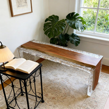 Elite Walnut Clear Epoxy Resin Bench ECB - 03 – Modern Resin Bench - Elitecustomtable