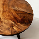 Elite Walnut Deep Blue Ocean Epoxy Round Coffee Table ECT - 256 - Elitecustomtable