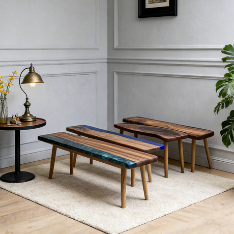 Elite Walnut Epoxy Resin Bench ECB - 05 – Handmade Wood Bench - Elitecustomtable