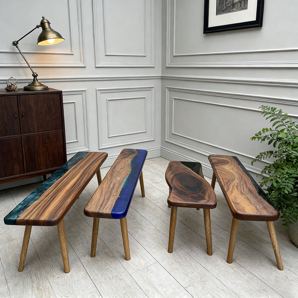 Elite Walnut Epoxy Resin Bench ECB - 05 – Handmade Wood Bench - Elitecustomtable