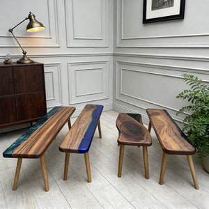 Elite Walnut Epoxy Resin Bench ECB - 05 – Handmade Wood Bench - Elitecustomtable