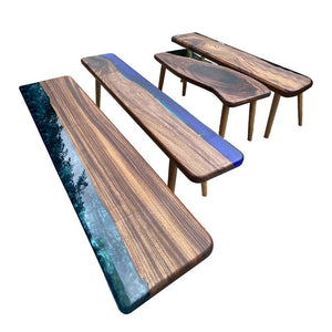 Elite Walnut Epoxy Resin Bench ECB - 05 – Handmade Wood Bench - Elitecustomtable