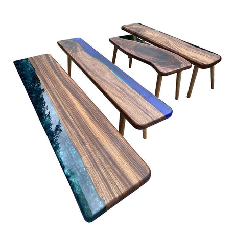 Elite Walnut Epoxy Resin Bench ECB - 05 – Handmade Wood Bench - Elitecustomtable