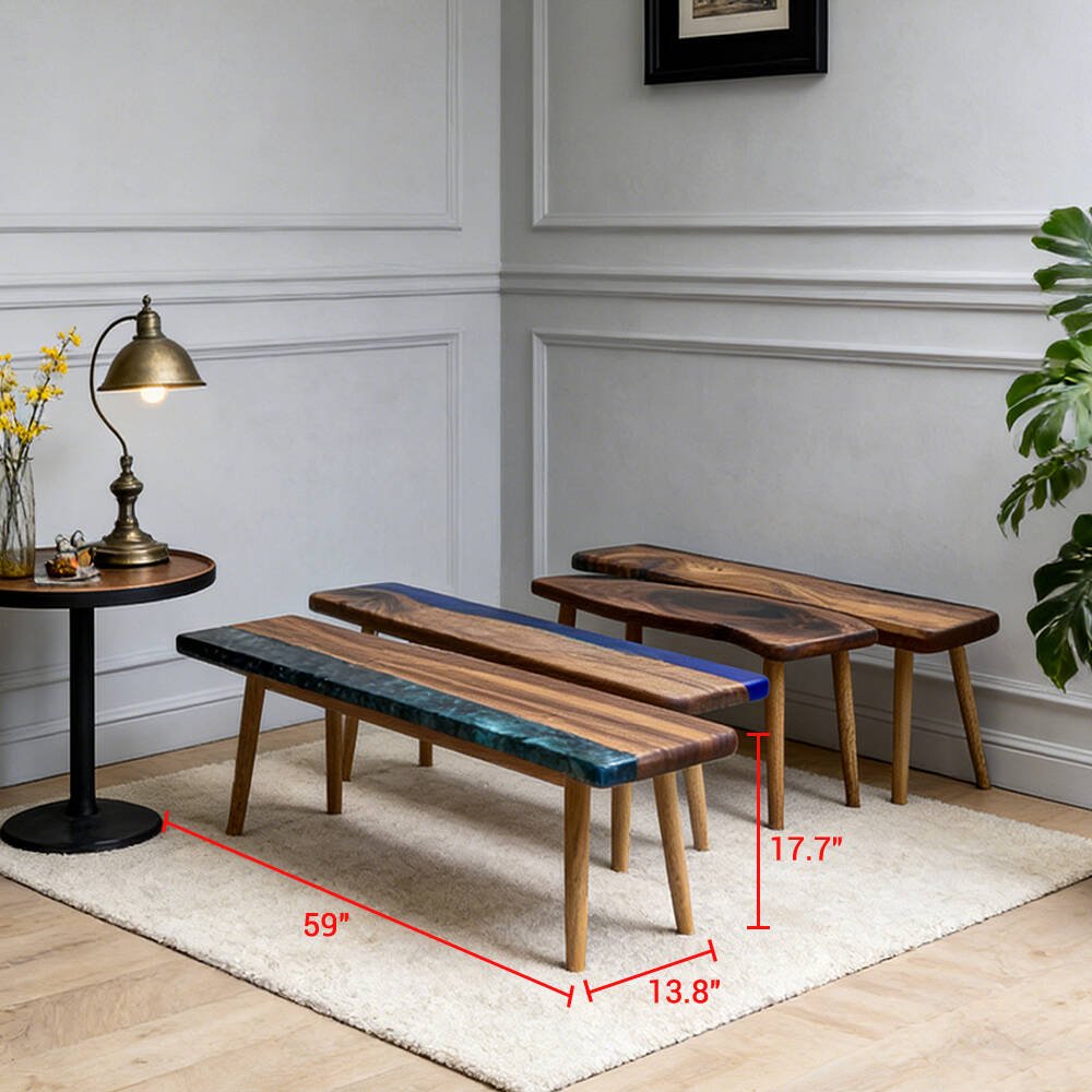 Elite Walnut Epoxy Resin Bench ECB - 05 – Handmade Wood Bench - Elitecustomtable