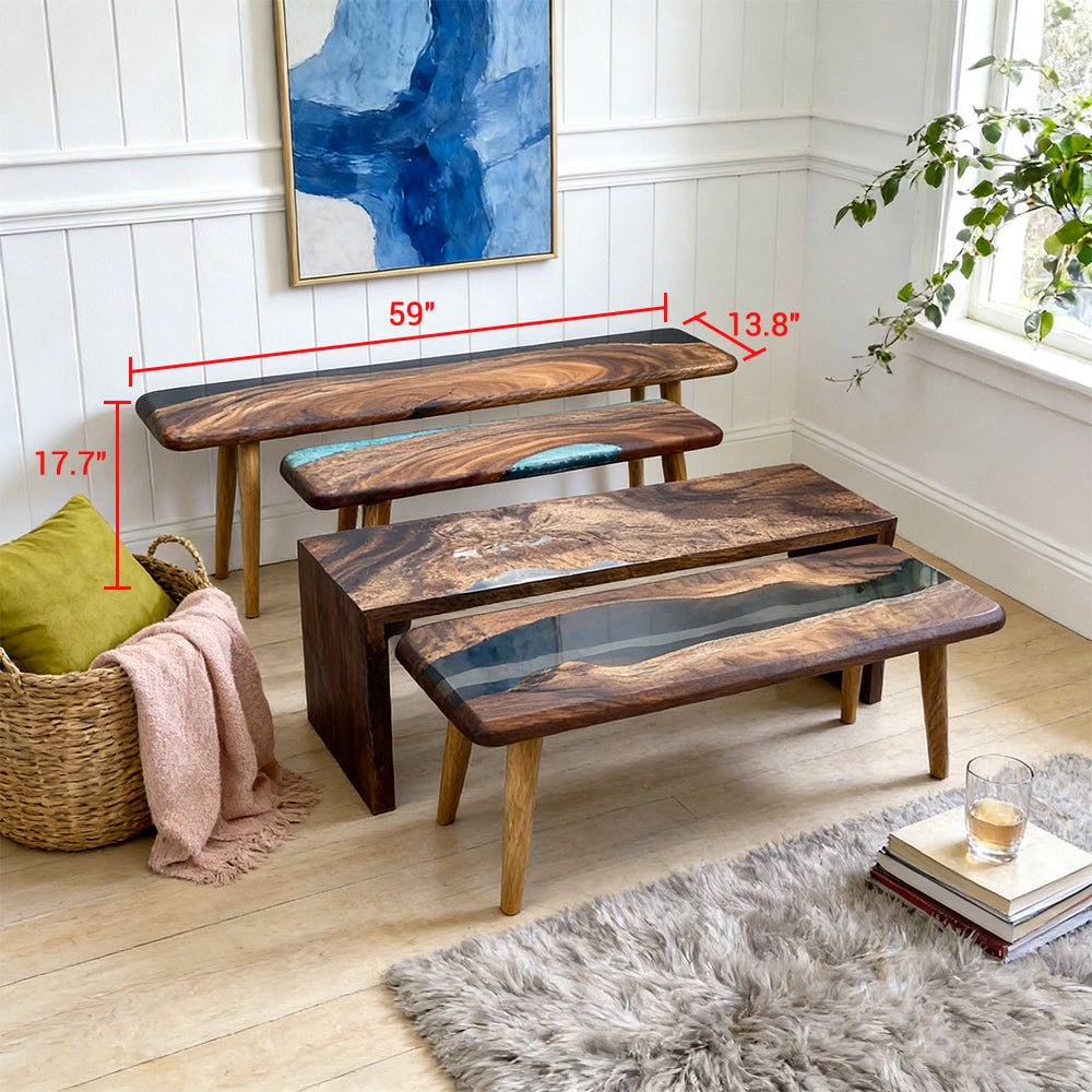 Elite Walnut Epoxy Resin Bench ECB - 06 – Solid Wood Design - Elitecustomtable