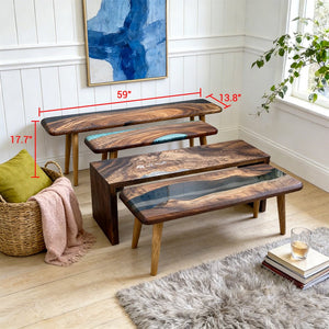 Elite Walnut Epoxy Resin Bench ECB - 06 – Solid Wood Design - Elitecustomtable