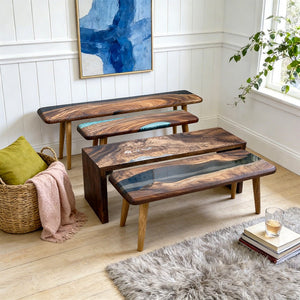 Elite Walnut Epoxy Resin Bench ECB - 06 – Solid Wood Design - Elitecustomtable