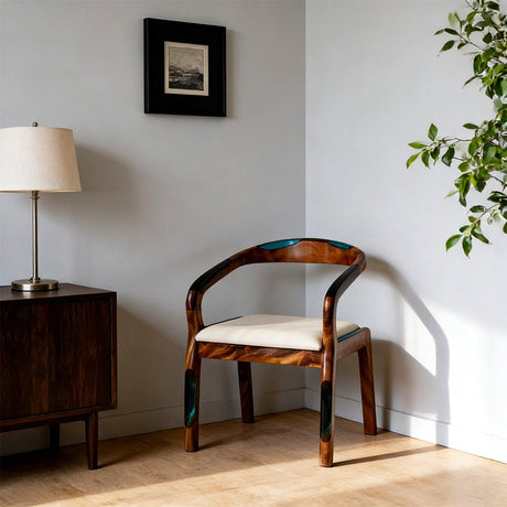 Elite Walnut Epoxy Resin Chair – ECC - 02 - Elitecustomtable