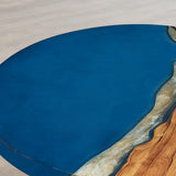 Elite Walnut Royal Blue Ocean Epoxy Round Dinner Table ECT - 255 - Elitecustomtable