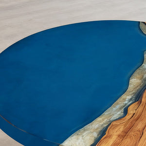 Elite Walnut Royal Blue Ocean Epoxy Round Dinner Table ECT - 255 - Elitecustomtable
